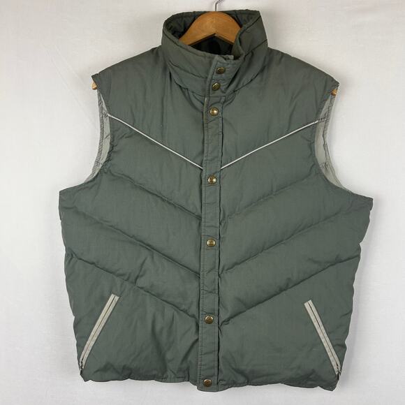 Woolrich Vintage Gray Down Puffer Vest Gray Button Front 70s 80s Men's Size L